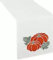 Fabric Embroidered Kitchen Table Runner,14"x72", PUMPKINS & LEAVES,Linden Street