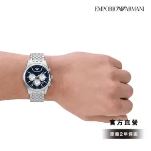 【EMPORIO ARMANI 官方直營】Antonio系列 雋永紳士風格三眼手錶 不鏽鋼錶帶 41MM(2色可選)