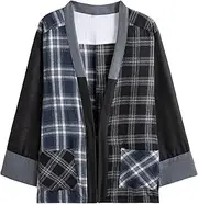[PRIJOUHE] Men's Japanese Fashion Kimono Cardigan Plus Size Jacket Yukata Casual Cotton Linen Seven Sleeve Lightweight