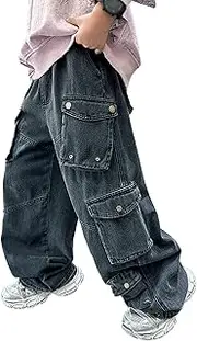 [Generic] Cargo Jeans for Boys Pants Denim Elastic Waist Summer Leisure Style Sports Elasticity Comfy Fashion Toddler Trousers