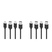 2x 2pc Moki USB-A to USB-C SynCharge Cable 1M iPhone/Android Jet Black