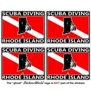 RHODE ISLAND SCUBA DIVING Flag-Map Shape USA Rectangular Stickers Decals 50mm x4