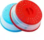 Pack of 2 Collapsible Microwave Food Cover BPA free TPR 10.5inch round with grip