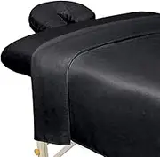 ForPro Professional Collection Premium Microfiber 3-Piece Massage Sheet Set, Black, Ultra-Light, Stain-Resistant, Includes Flat Sheet, Fitted Sheet, Face Rest Cover