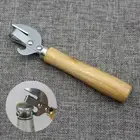 2 in 1 Bottle Opener Manual Lid Remover Portable Wooden Handle Can Opener Jars