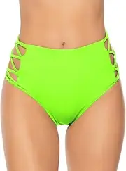 [CHANGEZOE] High Waisted Bikini Bottoms for Women Tummy Control Retro Black Full Coverage Strappy Bathing Suit Bottoms
