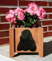 English Cocker Spaniel Planter Flower Pot Black