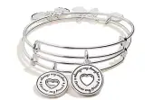 Alex And Ani always mine Set Of 2 Silver Charm Bangle Bracelets NWT