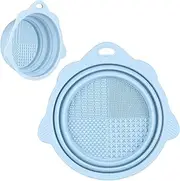 Foldable Silicone Makeup Brush Cleaner Bowl - Etercycle Portable Cleaning Tool for Brushes, Powder Puffs, and Sponges (Blue)