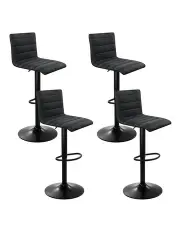 [Artiss] Fabric Kitchen Swivel Chair x4 Bar Stools in Black