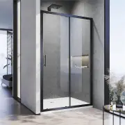 Black Framed 2 Panel Shower Screen Sliding Door, 1000mm