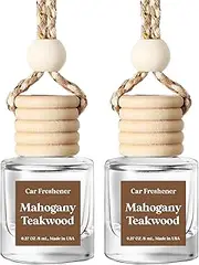 C CLASSY PERSONALIZED JEWELRY Car Air Freshener Diffuser, 2 Pack Air Fresheners for Car, Round bottle, Mahogany Teakwood (Type) Fragrance Oil