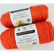 SOFT & SHINY Loops & Threads Yarn 2 Ginger Peach Orange 6oz each Acrylic #4 Med