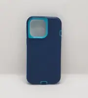 iPhone 13 Pro 6.1' Phone Case Silicone Rubber With Bumper Navy/Teal NEW