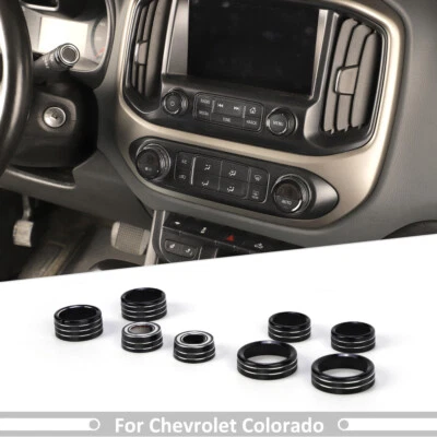 AC Button Knob Cover 4WD Light Switch Rings For Chevy Colorado/Canyon 14+ Black