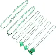 Gogogmee 7pcs Bead Chain Festival Decor St. Patrick's Day Chain St. Patrick's Day Party Accessory Festival Necklace Shamrock Jewelry Beading Pendant Party Necklace Green Plastic