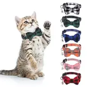 6 PCS Cat Collars with Bow Tie and Bell,Cat Collars Plaid ,Breakaway