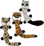 JoyToy Soft Dog Toy Non-Stuffing Pets Toy Sets - Small Dog Toy Sets 3 Pack 18 inch - No Stuffing Puppy Teething Toys(Leopard,Tiger,Raccoon 18 inch)