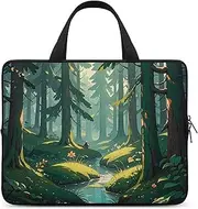 Laptop Case Sleeve Shockproof Computer Carrying Bag Enchanted Wilderness Fantasy on Dark Green Laptop Bag Tote Lightweight Notebook Case Cover Traveling Briefcase Handle Bags for Travel Business 17in