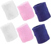 Totority 6pcs Elastic Sweat Bands for Teens Breathable Wristbands for Sports Exercise Soft Blend Moisture-Wicking Stretchy Wrist Support for Basketball Gym Running Activities