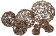 Cabilock 8pcs Rattan Balls Rustic Decorative Orbs for Christmas Wedding Birthday Celebrations Natural Decor Various