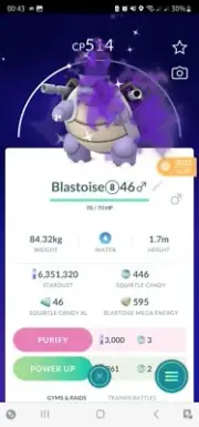 Shiny Shadow Blastoise Pokemon Trade Go