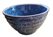 STUDIO NOVA Moldova Terra Cotta Bowl Blue Speckled Pottery Clay Portugal Ribbed