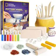 Pottery Wheel Refill Kit: Air Dry Clay, Tools, Gemstone Chips, Paints for Kids