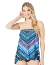 Miraclesuit Women's Blue Marrakech Bandini Tankini Top Swimwear Size 12 L44518