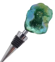 Green Geode Stainless Steel Bottle Stopper New