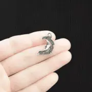 BULK 30 Moon Charms Antique Silver Tone Beautiful Detail - SC153