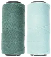2 Knot It Waxed Polyester Cord 1mm Diameter 144M Spools Teal Green,Seafoam Green