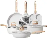 JEETEE Non Stick Pots and Pan Set, White Induction Cookware Sets, Small Kitchen Appliances, Kitchen Pots and Pans Set, 12 Pieces Cooking Pan Set w/Frying Pan, Saucepan, Saute/Egg Pan (PFOA Free)