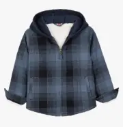 Kids Sherpa Lined Full Zip Plaid Flannel Hoodie Jacket Hand Pockets XL Super Sof