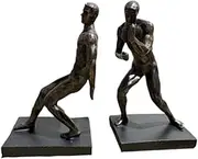 Comfy Hour Resin Set of 2 Gymnastic Men Bookends Art Bookends Solid Heavy Weight, Black