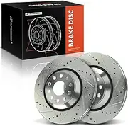 A-Premium Drilled Brake Rotors Replacement for VOLKSWAGEN ATLAS 2018-2022 AUDI A3 QUATTRO A3 Q3 RS3 S3 TT RS Rear, AWD, Set of 2