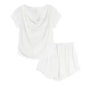 Nevenka Summer Loungewear Set for Women Short Sleeve Top + Shorts-White