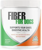 Fiber for Dogs Psyllium Seed Husk Powder & Dehydrated Beet Root Powder Aids a Number of Intestinal Disorders in Dogs Including Diarrhea, Constipation & Gland Issues. Available in 6 and 12 oz.