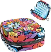 Period Bag,Sanitary Napkin Storage Bag,Floral Abstract Cartoon Flower,Tampon Bag for Purse
