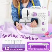 Mini Sewing Machine Electric Reverse Stitching Portable Mending Kit for Beginners 12 Stitch Patterns Extension Table