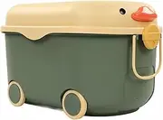 Kid’s Storage Chest Toy Box With Wheels Toy Organizers Household Cute Duck Organizing Snack Box Baby Clothes Storage Organizer (Green)