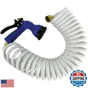 WHITE COILED HOSE W/NOZ 15' WHITE