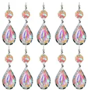 Colorful Lamp Prisms Parts 38mm Loquat Shape with Octagon Bead Color-10pcs