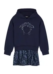 Versace Kids Medusa Satin and Cotton Sweatshirt Dress (4-6 Years) - Navy - 05YR (5 Years) 05YR (5 years)