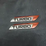 2x Right Red Chrome TURBO Metal Decal Sticker Badge Emblem 3D Diesel Car Utility (for: Renault)