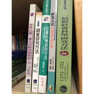 最新社會科學研究方法、研究方法專案實作入門手冊、社會科學研究方法：打開天窗說量化、調查研究方法、讀懂民調讓公民變民調專家