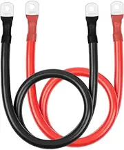 1/0 AWG Battery Cable with Terminals, ISELECTOR Battery Inverter Cable with 3/8” Terminal Lugs Both Ends,1/0 Gauge Wire Inverter Terminal Cables for Solar, Truck,RV,Boat(2Ft, 1 Positive&1 Negative)