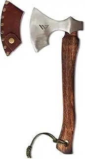 Wilora Wood Axe with Carbon Steel Blade - Premium Hatchet Axe with Paracord Lanyard & PU Leather Sheath - Bushcraft Hatchet - Axe Gift Set for Men