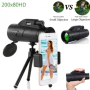 80X200 Zoom Optics Monocular BAK4 Night Vision Telescope+ Phone Tripod+Cell Clip