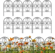 Decorative Garden Fence - 10x Metal Garden Fence | Rustproof Small Garden Fence | Panels Decor Border | No Dig Fence, Weather Resistant Fencing Decor Solution for Lawn Outdoor Patio Yard Pet Area
